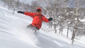 Snowboarding in the Hidaka Mountain Range