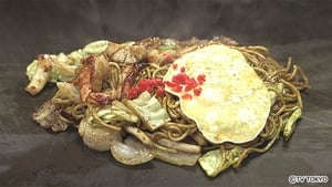 Okonomiyaki Set Meal and Plain Kushikatsu of Bishoen, Osaka