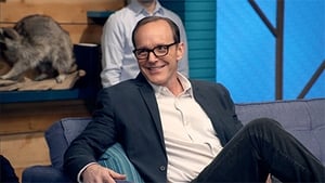 Clark Gregg Wears a Navy Blazer & White Collared Shirt